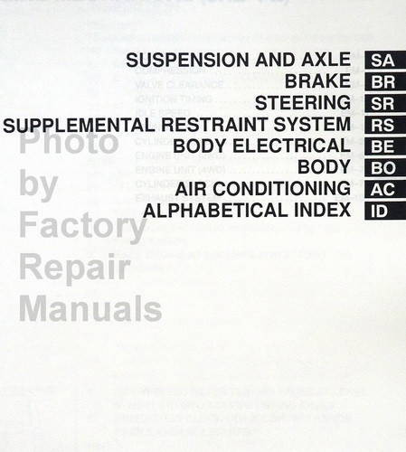 1998 Toyota 4Runner Repair Manual Table of Contents Volume 2 Continued