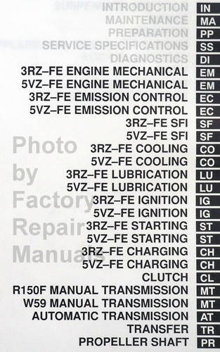 1998 Toyota 4Runner Repair Manual Table of Contents Volume 2