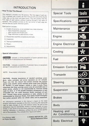 1983 Honda Civic Service Manual