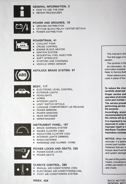 1991 Buick Le Sabre Electrical Systems Manual