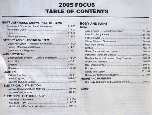 2005 Ford Focus Workshop Manual
