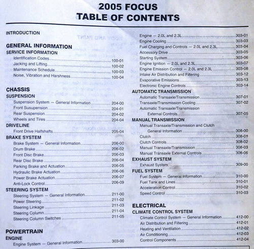2005 Ford Focus Workshop Manual