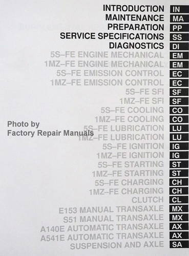 1999 Toyota Camry Solara Repair Manual Table of Contents 1