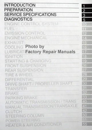 2003 Toyota Corolla Matrix Repair Manual Table of Contents 1