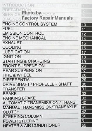 2003 Toyota Corolla Matrix Repair Manual Table of Contents 2