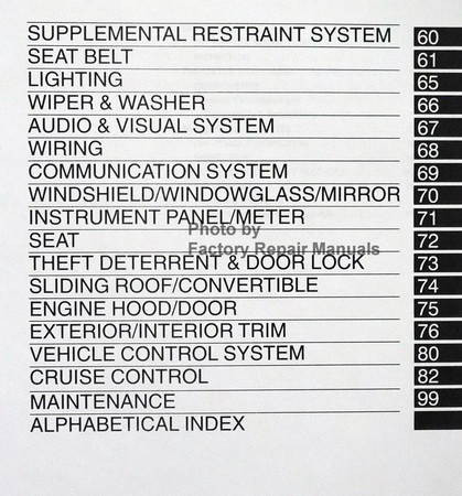 2003 Toyota Corolla Matrix Repair Manual Table of Contents 3