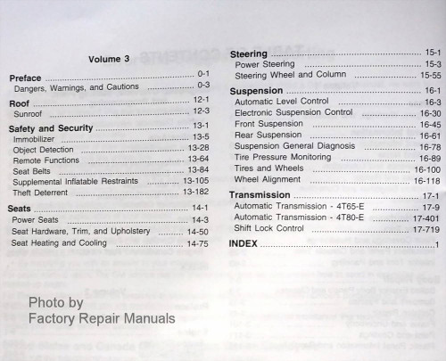 2010 Buick Lucerne Service Manual Table of Contents Page 2