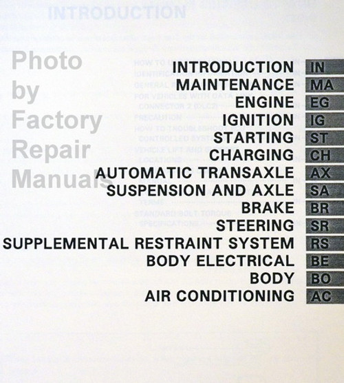 1997 Toyota Avalon Repair Manual Spine View