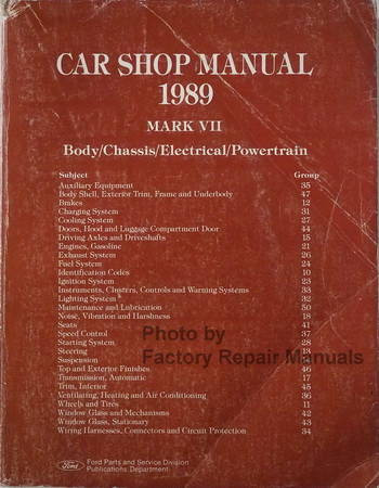 1989 Lincoln Mark VII Shop Manual Body/Chassis/Electircal/Powertrain