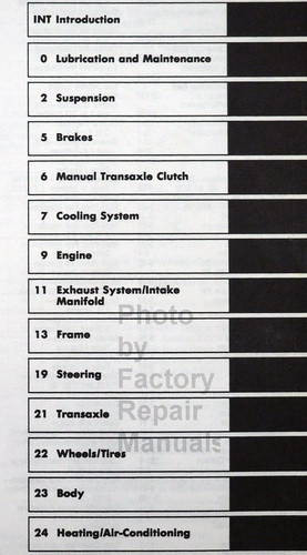 1991 Service Manual Front Wheel Drive Car Table of Contents Volume 1
