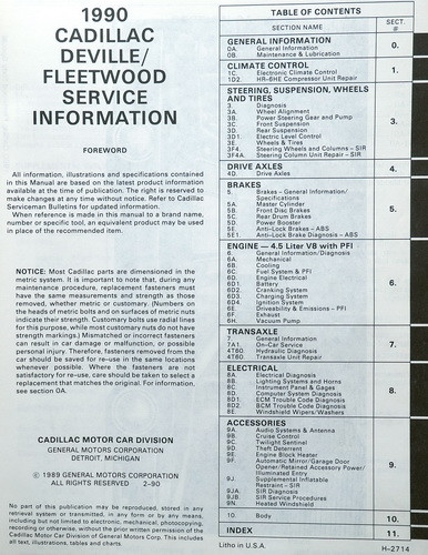 1990 Cadillac Deville and Fleetwood Service Manual