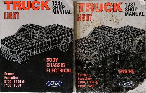1987 Ford Light Duty Truck Factory Shop Manual Bronco Econoline E150, E250, E350 & F100, F250, F350 Volume 1, 2