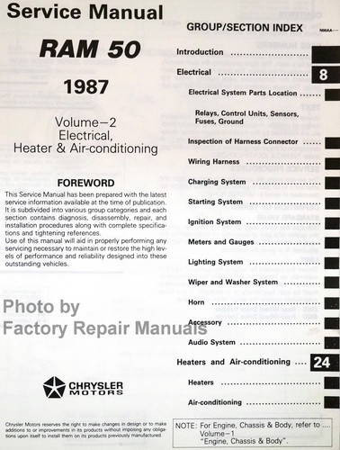 1987 Dodge Ram 50 Service Manual Table of Contents 2