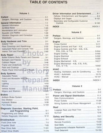 2009 GM ST Truck Chevrolet TrailBlazer GMC Envoy Service Manual Table of Contents 1