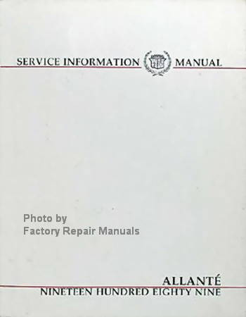 1989 Cadillac Allante Service Manual