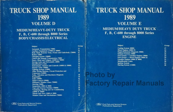 1989 Ford Medium Heavy Duty Truck Bus Shop Manual F, B, C-600 through 8000 Series Volume 1, 2