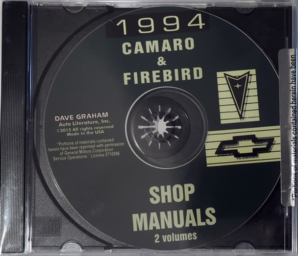 1994 Chevrolet Camaro Pontiac Firebird  Service Manual Volume 1, 2 on CD