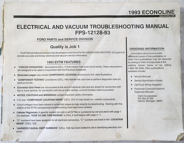 1993 Ford Econoline Electrical and Vacuum Troubleshooting Manual