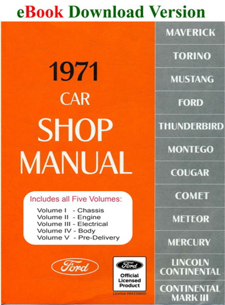 1971 Ford Lincoln Mercury Car Shop Manual Volume 1, 2, 3, 4, 5 Download