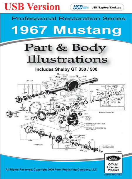 1967 Ford Mustang Part and Body Illustrations on USB
