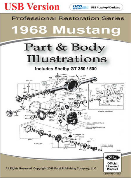 1968 Ford Mustang Part and Body Illustrations on USB