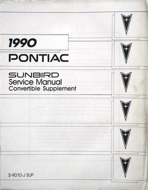1990 Pontiac Sunbird Convertible Service Manual Supplement