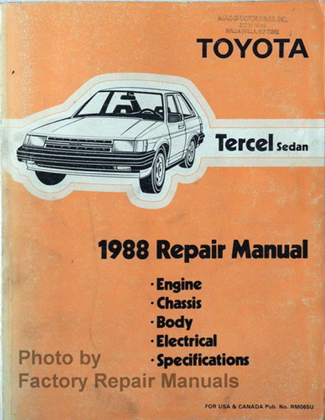 1988 Toyota Tercel Sedan Repair Manual