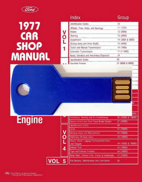 1977 Ford Lincoln Mercury Car Shop Manual 5 Volumes on USB