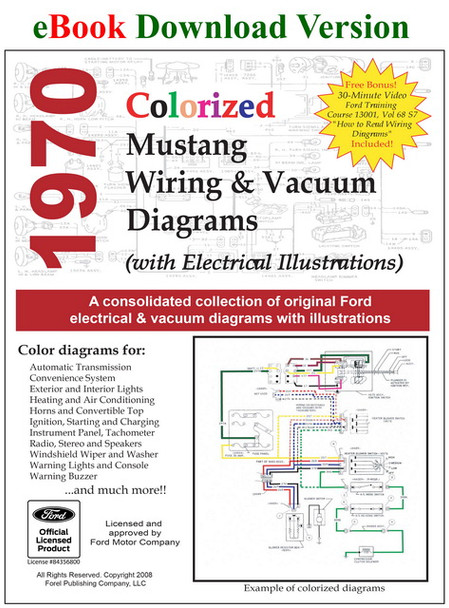 1970 Ford Mustang Colorized Wiring and Vacuum Diagrams on USB