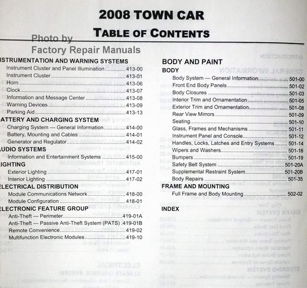 2008 Lincoln Town Car Factory Service Manual Original Shop Repair