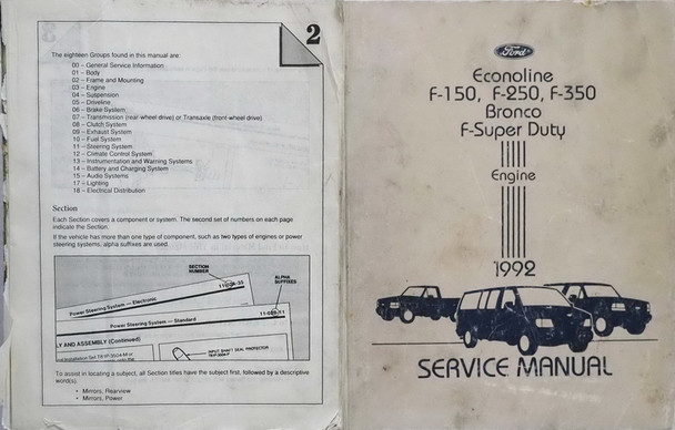 Ford Econoline, F-150, F-250, F-350, Bronco, F-Super Duty 1992 Service Manual 1, 2