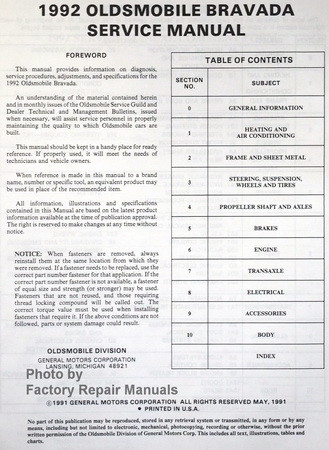 1992 Olds Bravada Factory Service Manual Original Shop Repair Factory