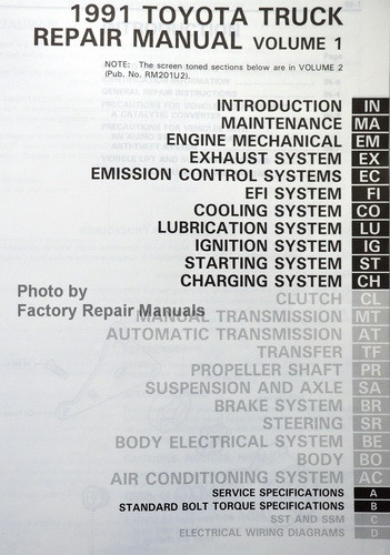1991 Toyota Truck Factory Service Manual Original Shop Repair Set ...