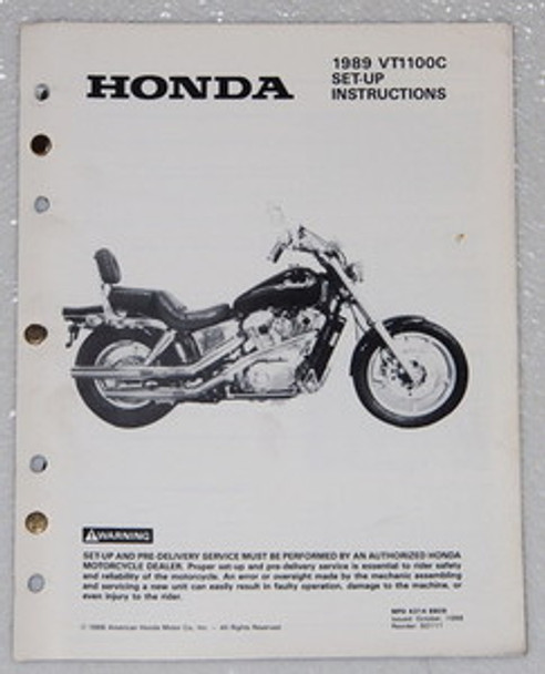 1989 HONDA VT1100C SHADOW 1100 Motorcycle Original Setup Instruction Manual VT C