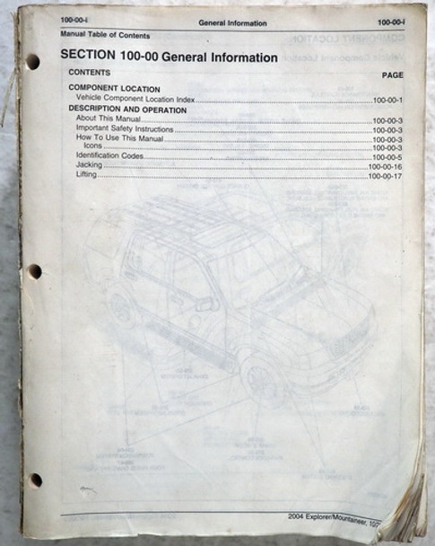 2004 Ford Explorer Mountaineer Workshop Manual