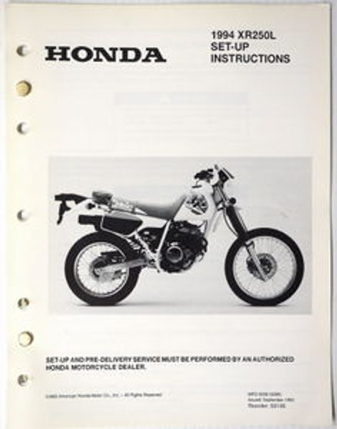 1994 XR250L Set-Up Instructions Manual XR250 XR 250 250L Original