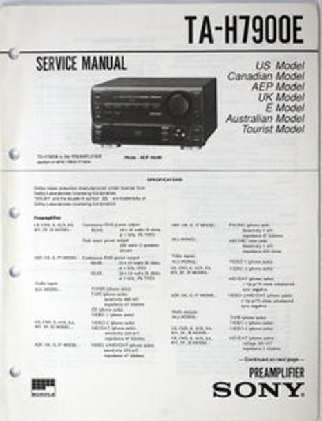 Sony TA-H7900E Pre Amplifier Service Manual, Parts List MHC-7900 Original Repair