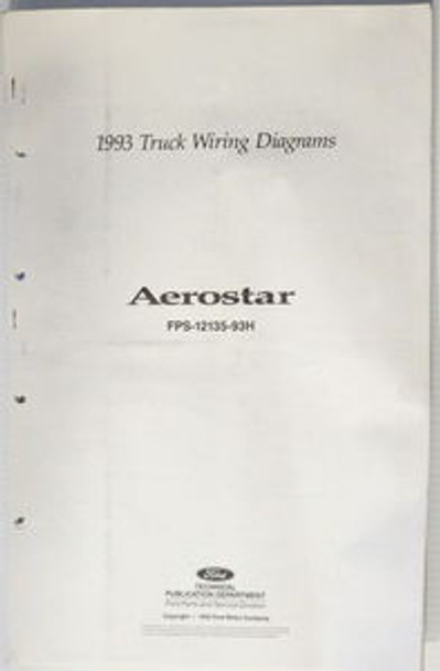 1993 Ford Aerostar Mini-Van Electrical Wiring Diagrams Original OEM Manual