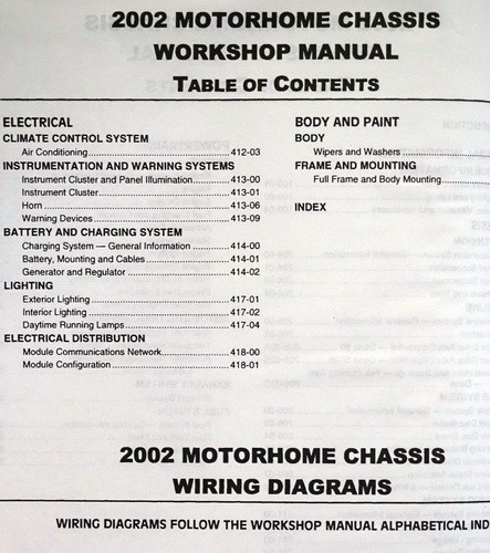 2002 Ford F53 Motorhome Chassis Factory Shop Service Manual and Wiring