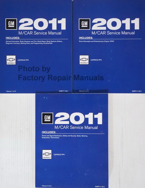 2011 Chevy Caprice Police Patrol Vehicle Service Manual Volume 1, 2, 3