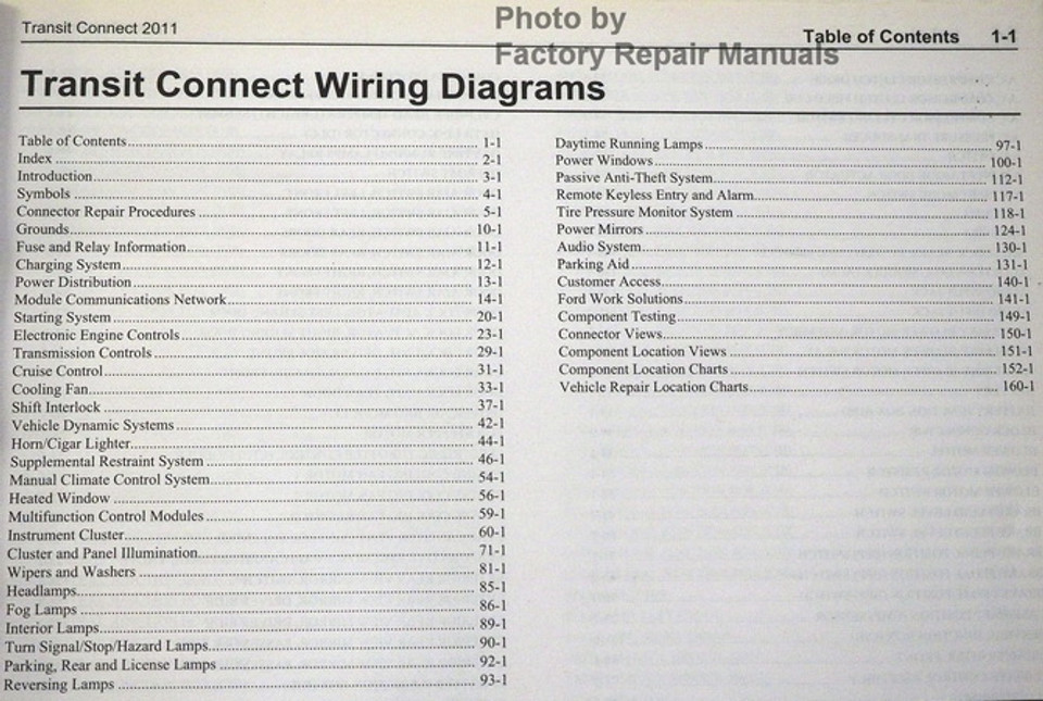 2011 Ford Transit Connect Electrical Wiring Diagrams Original Factory