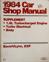 1984 Ford Escort GT / EXP 1.6L Turbocharged Engine Shop Manual Supplement