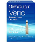 Blood Glucose Test Strip OneTouch Verio FAD-GDH (Flavin Adenine Denucleotide Dependent Glucose Dehydrogenase) Test Strip Enzyme, 50 Test Strips per Box