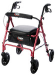 4 Wheel Rollator Red Folding Aluminum