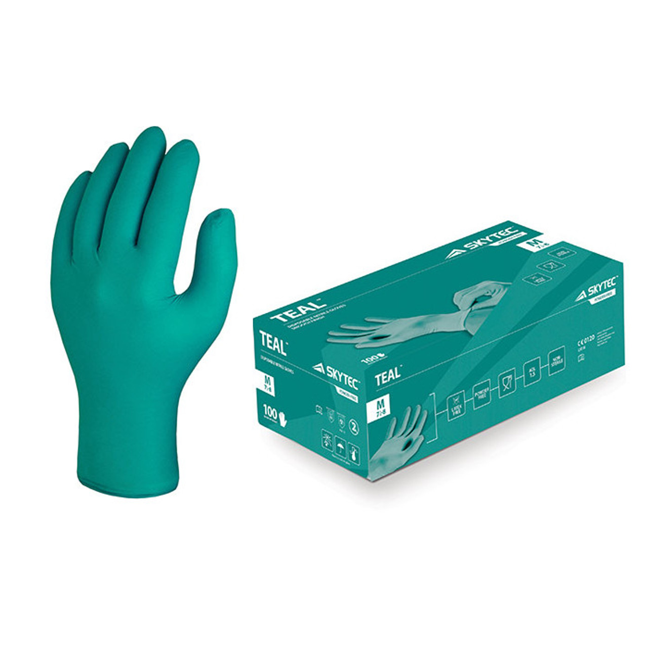 skytec teal nitrile gloves