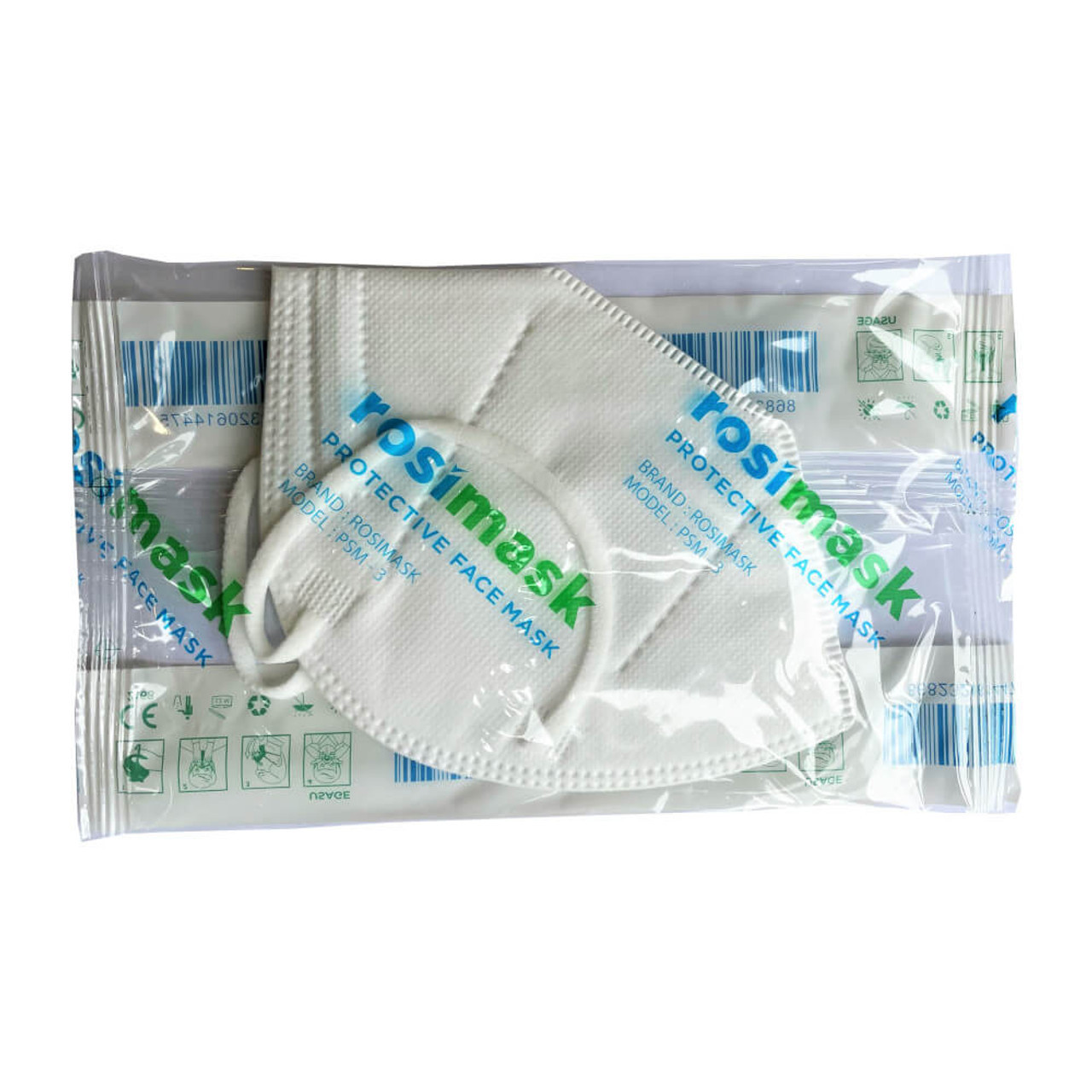 Single Bagged Rosimask FFP3 Unvalved Disposable Face Mask with Ear Loops