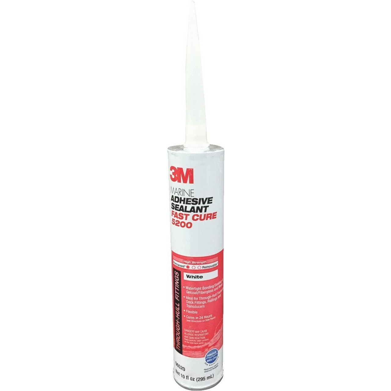 Tube of 3M 5200FC Marine Fast Cure Adhesive & Sealant White Boat Hull Sailing 06520