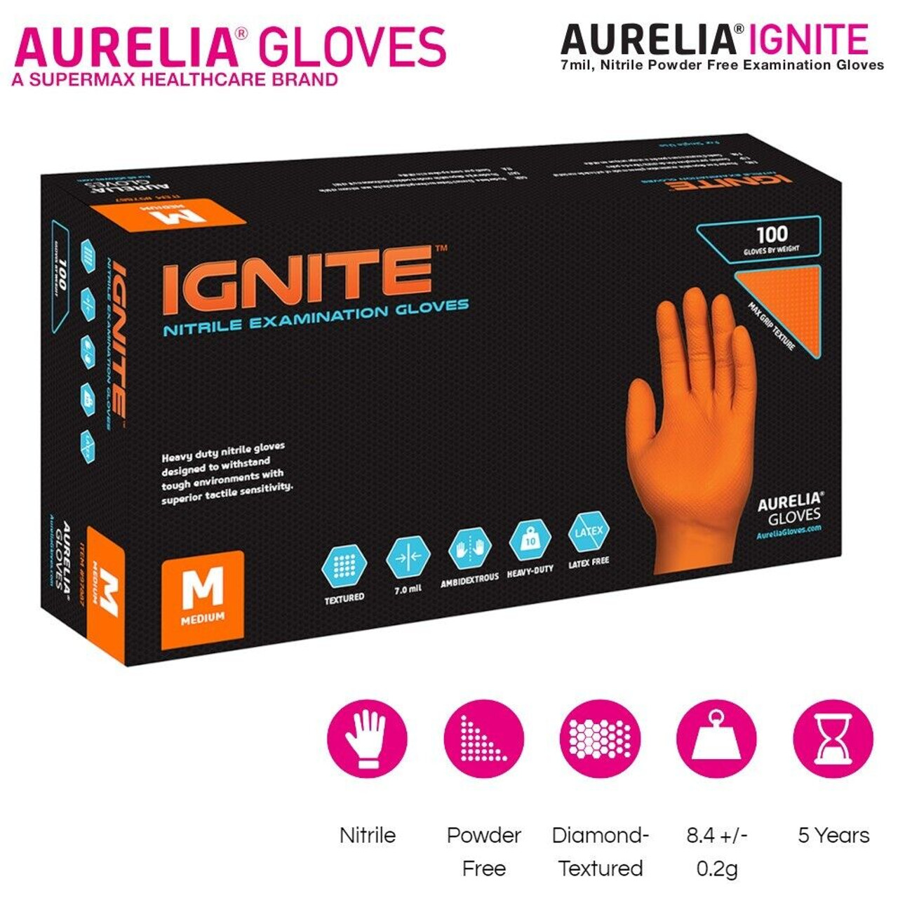 Aurelia Ignite 7ml Extra Strong Heavy-Duty Nitrile Gloves thumbnail