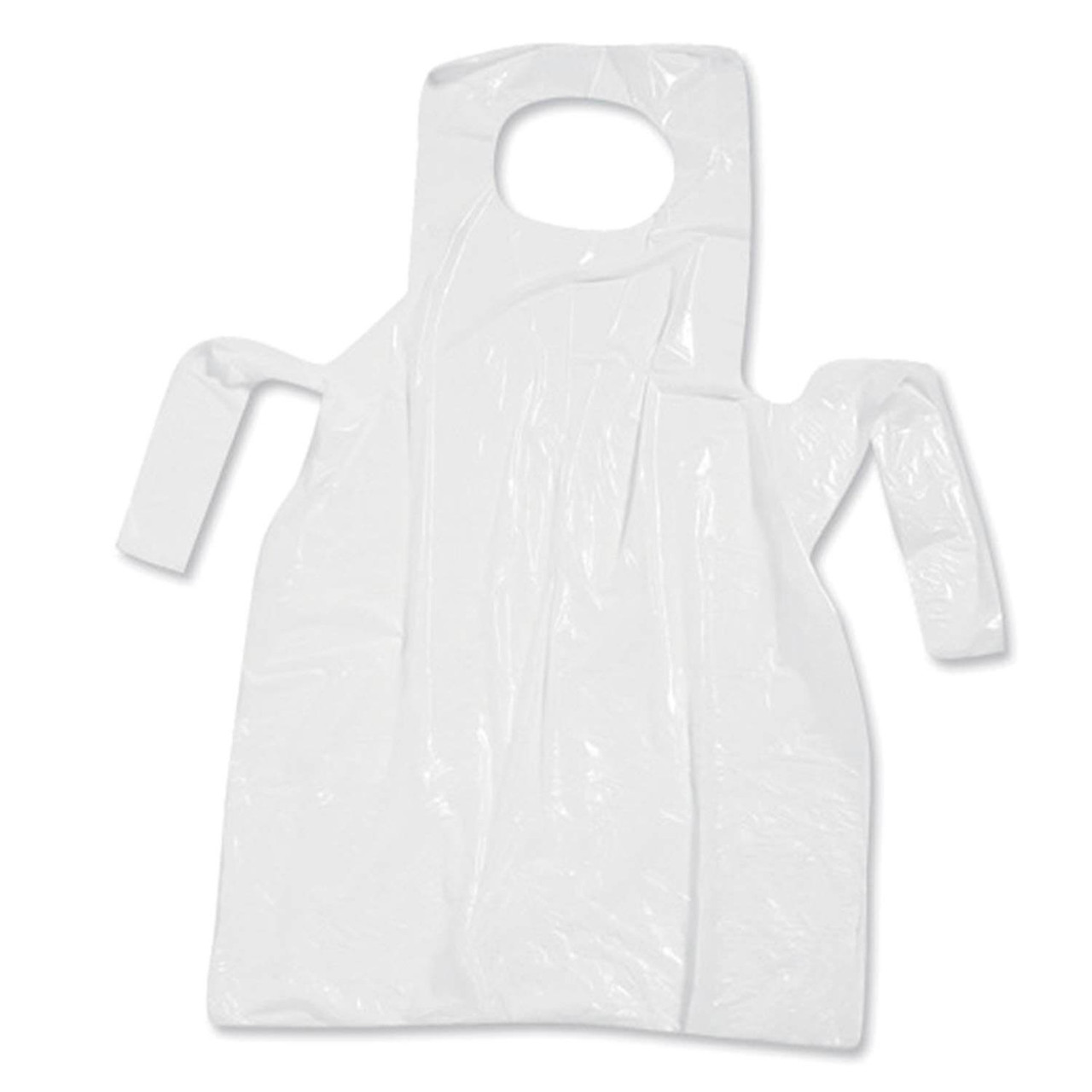 Close up of white disposable apron