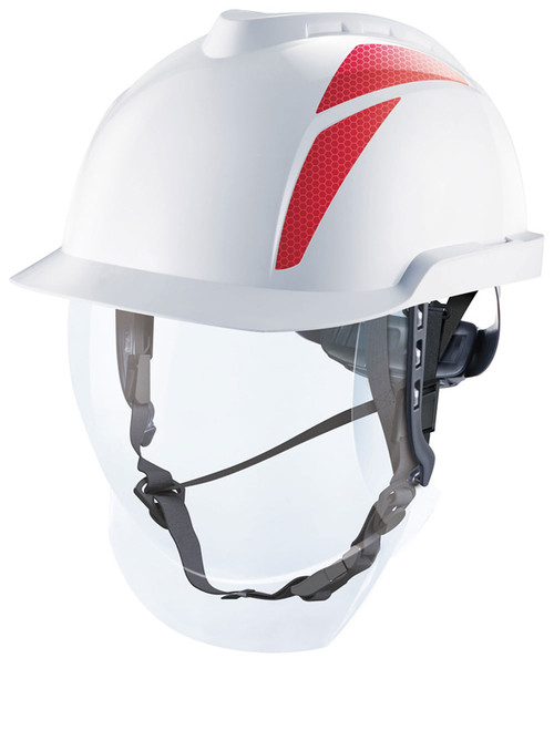 V-Gard 950 Electrician Helmet White Set White/Red Stickers